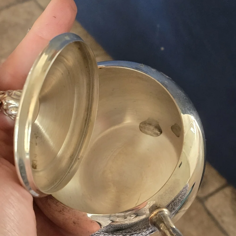 Silver Plated Sugar, Creamer and Covered Dish Set - Silver